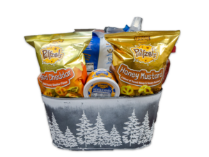 Sliver Metal Tree Tin with Unique Snack Products