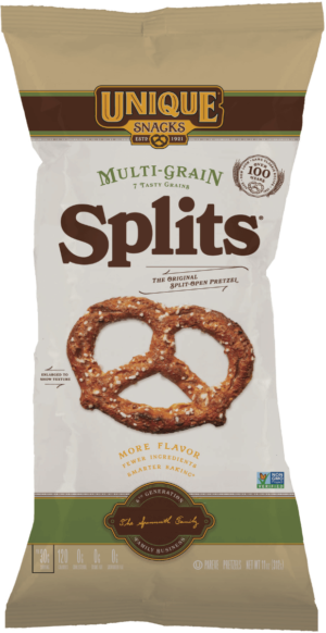 11oz bag of Unique Snacks Multi-Grain Splits