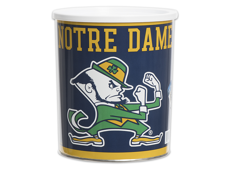 32-count notre dame pail, logo and text for "Notre Dame" on pail